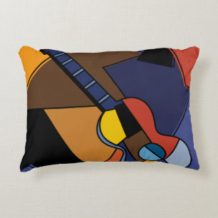 Kubistische gitaar Surrealisme Schilderen. Accent Kussen