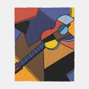 Kubistische gitaar Surrealisme Schilderen. Fleece Deken