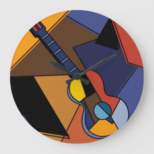 Kubistische gitaar Surrealisme Schilderen. Grote Klok