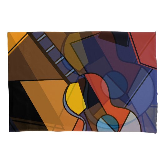 Kubistische gitaar Surrealisme Schilderen. Kussensloop (Voorkant)