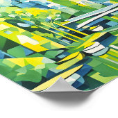 Kubistische Groene Stad met Brug Poster (Hoek)