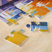 Kubistische haven scene met boten legpuzzel (Zijkant)