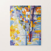 Kubistische haven scene met boten legpuzzel (Verticaal)