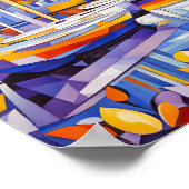 Kubistische jachthaven met boten en reflecties poster (Hoek)