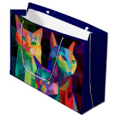Kubistische Kat Sentinels Groot Cadeauzakje (Voorkant Gekanteld)