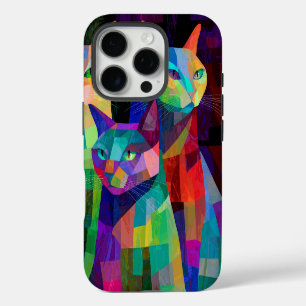 Kubistische Katachtige Schildwachten iPhone 16 Pro Hoesje