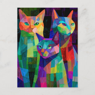 Kubistische katten schildwachten feestdagenkaart