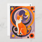 Kubistische kattenkunst met kleuren briefkaart (Voorkant / Achterkant)