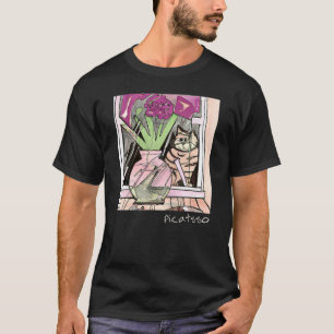 Kubistische kunststijl Picatsso Kat in raam Grappi T-shirt