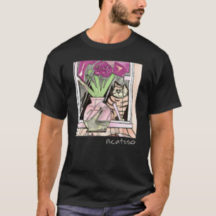 Kubistische kunststijl Picatsso Kat in raam Grappi T-shirt