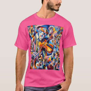 Kubistische melodie: de kleurrijke expressie van d t-shirt