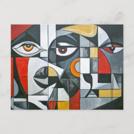 Kubistische Moderne Gezicht Geometrie Briefkaart