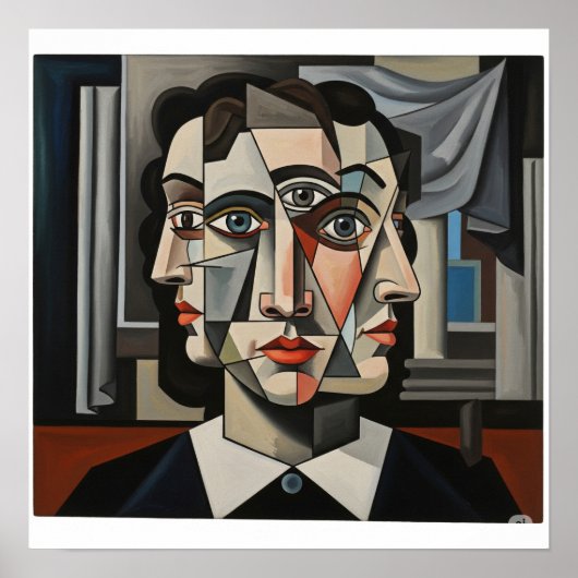 kubistische portretkunst poster (Voorkant)