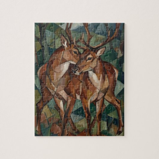 Kubistische rendier legpuzzel (Verticaal)