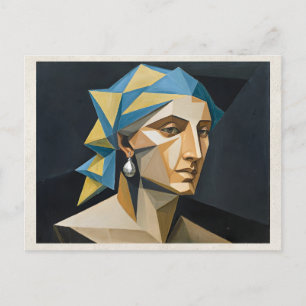 Kubistische vrouw in AI-remixkunst Briefkaart