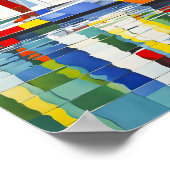 Kubistische zeilboten in de kleurrijke haven poster (Hoek)