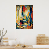 Kubistische Zonne Terras Herinterpretatie Meesterw Poster (Keuken)