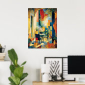 Kubistische Zonne Terras Herinterpretatie Meesterw Poster (Thuiskantoor)