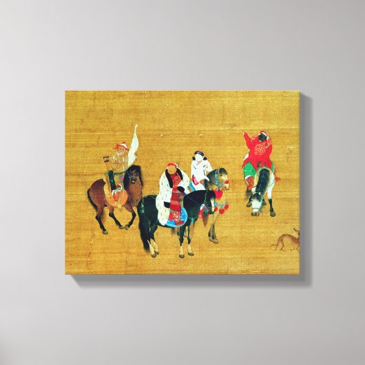 Kublai Khan Hunting, Yuan dynasty Canvas Afdruk (Voorkant)