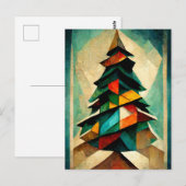Kubnismus. Weihnachtsbaum modern abstrakt gemalt. Briefkaart (Voorkant / Achterkant)