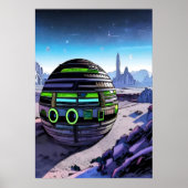 Kubus bouwt op een vreemde planeet | AI Art Poster (Voorkant)