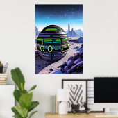 Kubus bouwt op een vreemde planeet | AI Art Poster (Thuiskantoor)
