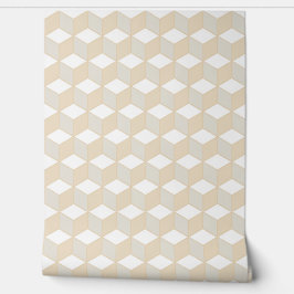 Kubus isometrisch geometrisch patroon - aardetinte behang