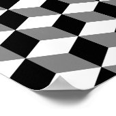 Kubusklein herhaal Patroon zwart wit en grijs Poster (Hoek)