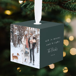 Kubusornament | Minimaal Scandinavisch bosgroen Decoratie