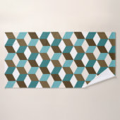 Kubuspatroon Teals Bruin Crème & Wit Badhanddoek (Badhanddoek)