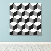 Kubuspatroonzwart wit en grijs canvas afdruk (Insitu (Houten vloer))
