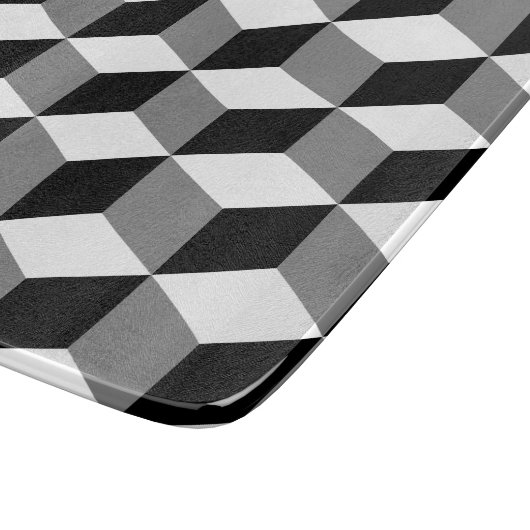 Kubuspatroonzwart wit en grijs snijplank (Hoek)