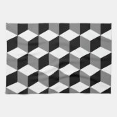 Kubuspatroonzwart wit en grijs theedoek (Horizontaal)