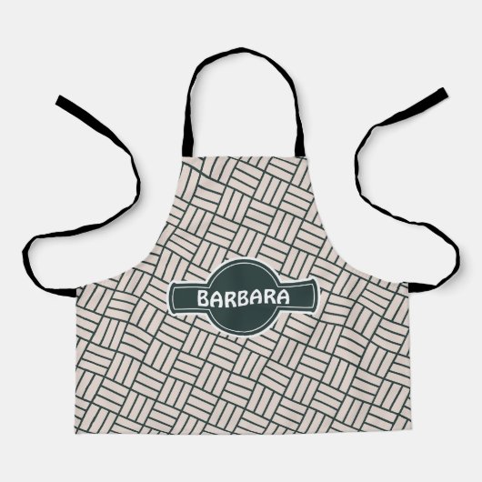 Kubussen Beige Zwart Minimal Patroon Schort (Voorkant)