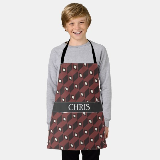 Kubussen Bruin Zwart Minimaal Patroon Schort (Gedragen)