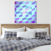 Kubussen in driehoeken geometrisch patroon canvas afdruk (Insitu (Slaapkamer))