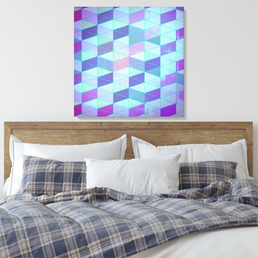 Kubussen in driehoeken geometrisch patroon canvas afdruk (Insitu (Slaapkamer))
