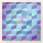 Kubussen in driehoeken geometrisch patroon glazen onderzetter (Voorkant)