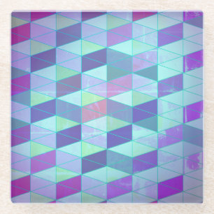 Kubussen in driehoeken geometrisch patroon glazen onderzetter