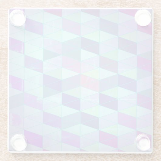 Kubussen in driehoeken geometrisch patroon glazen onderzetter (Achterkant)