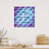 Kubussen in driehoeken geometrisch patroon poster (Keuken)