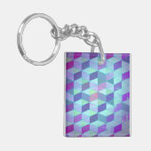 Kubussen in driehoeken geometrisch patroon sleutelhanger (Voorkant Links)