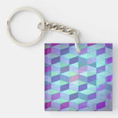 Kubussen in driehoeken geometrisch patroon sleutelhanger (Voorkant)