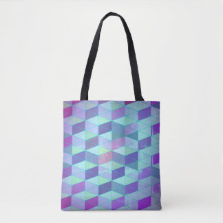 Kubussen in driehoeken geometrisch patroon tote bag