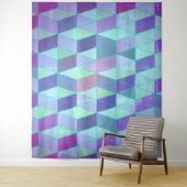 Kubussen in driehoeken geometrisch patroon wandkleed (In situ)