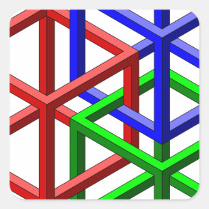 Kubussen Onmogelijke Geometrie Optische Illusie Vierkante Sticker