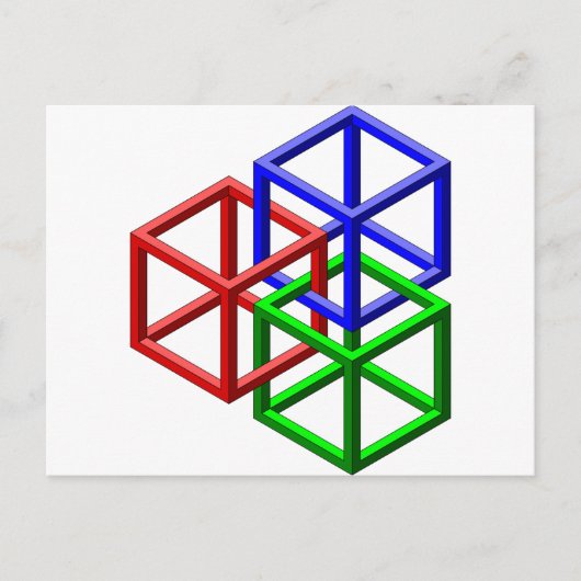 Kubussen Onmogelijke geometrische optische illusie Briefkaart (Voorkant)