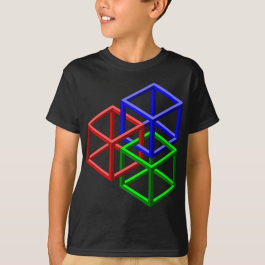 Kubussen Onmogelijke geometrische optische illusie T-shirt (Voorkant)