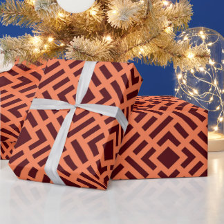 Kubussen Sinaasappel Bruin Minimal Pattern Cadeaupapier