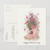 kubusvormig met roze rozenrozen Valentijn Feestdagenkaart (Voorkant / Achterkant)